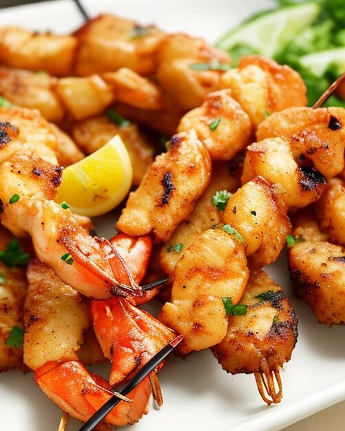 Photo delicious spicy hot fried prawns