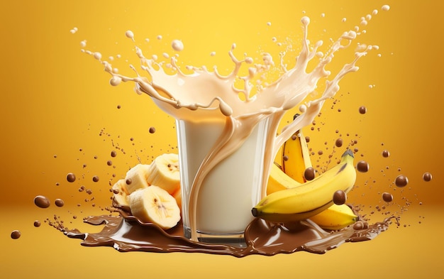 Foto delizioso frullato di latte con banane fresche