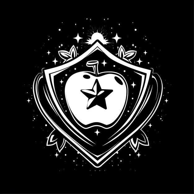 Photo delicious star apple coat of arms logo with shield and celes abstract outline tattoo tshirt design