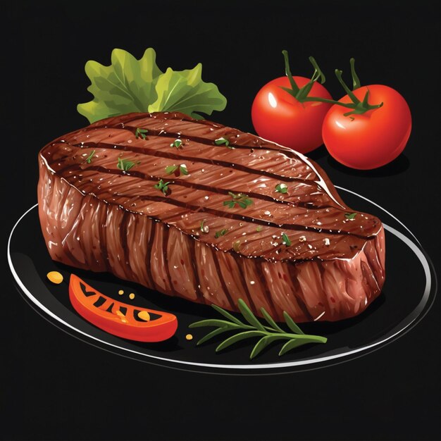 delicious steak on a black background