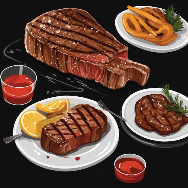 Photo delicious steak on a black background