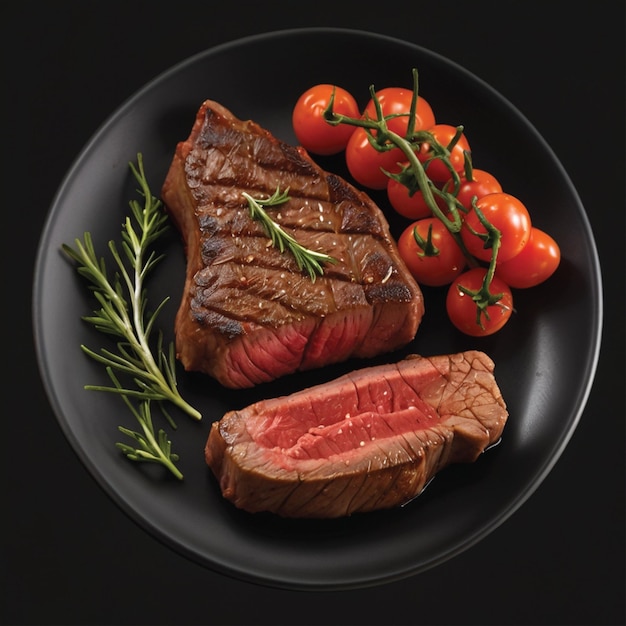 delicious steak on a black background