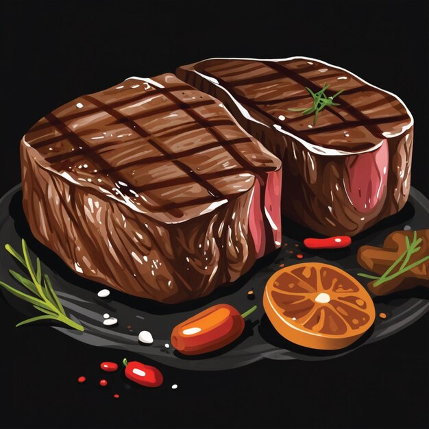 delicious steak on a black background