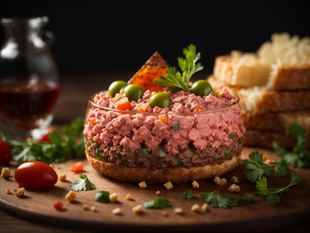 A delicious steak tartare is a dish that is both rich and refreshing The raw meat is tender and jui