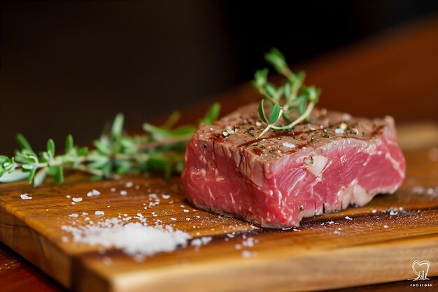 Delicious Steak on a Wooden Board