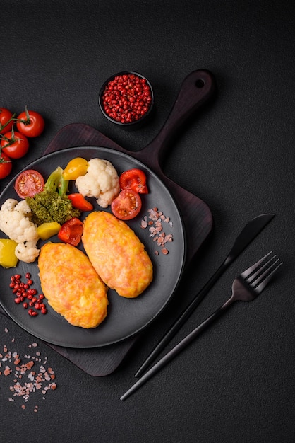 Delicious steam cutlets with carrots cheese salt and spices