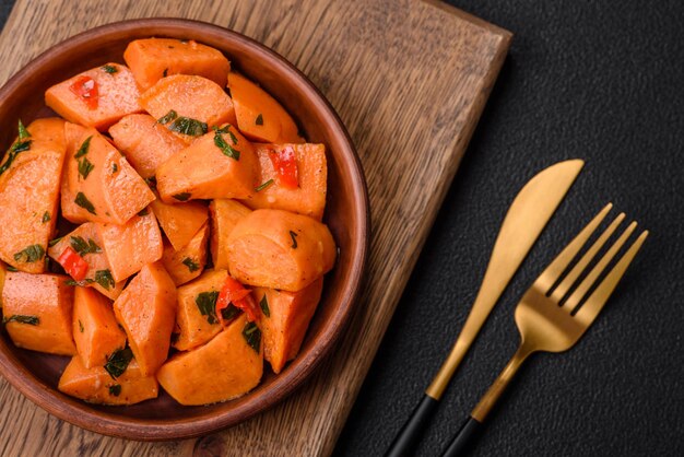 Premium Photo | Delicious stewed sweet potato with salt spices and