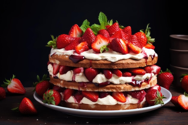 Delicious strawberry biscuit cake torte dessert