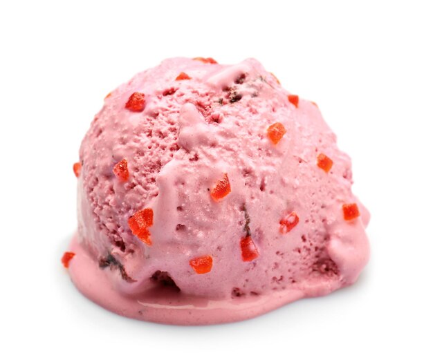 Delicious strawberry icecream on white background