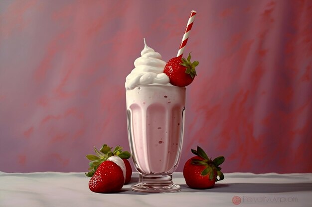 Delicious strawberry milkshake Generative Ai