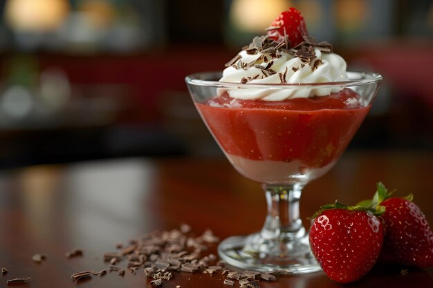 Delicious Strawberry Pudding Tempting Dessert Delight Food Photography