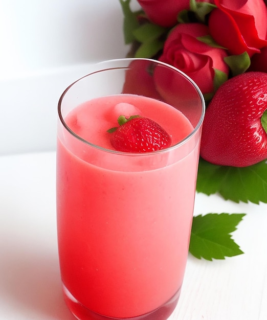 Delicious Strawberry Shrub Juice made in a blende