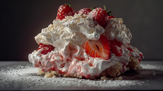 Delicious Strawberry Whipped Cream Dessert Slice Eton Mess Meringue Strawberry Cream