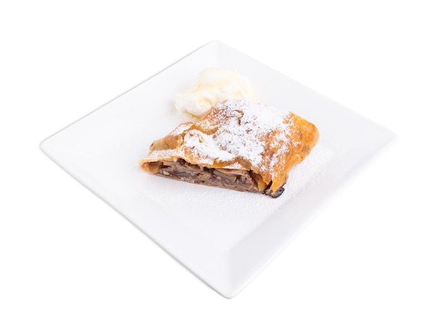 Delicious strudel with apple and walnuts