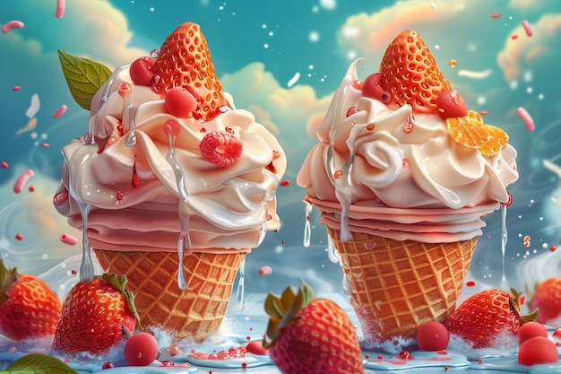 Delicious summer desserts in realistic design ar c
