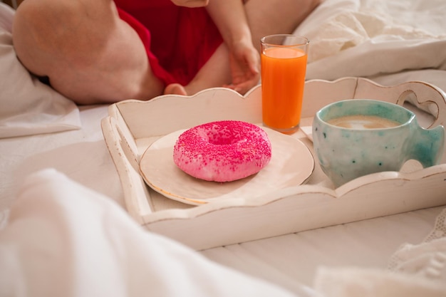 Delicious sunday breakfast to eat in bed