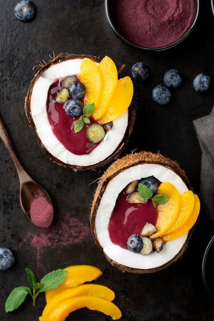 Delicious sweet açai bowl composition