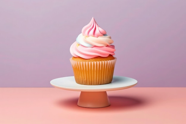 Photo delicious sweet cupcake on colorful background