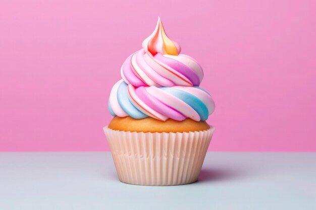 Photo delicious sweet cupcake on colorful background