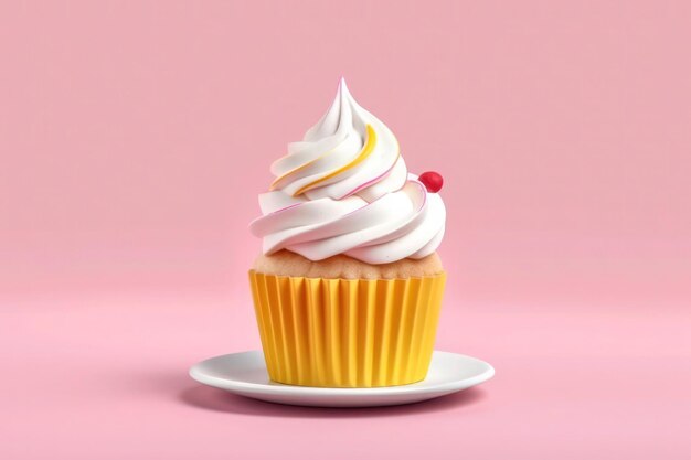 Delicious sweet cupcake on colorful background