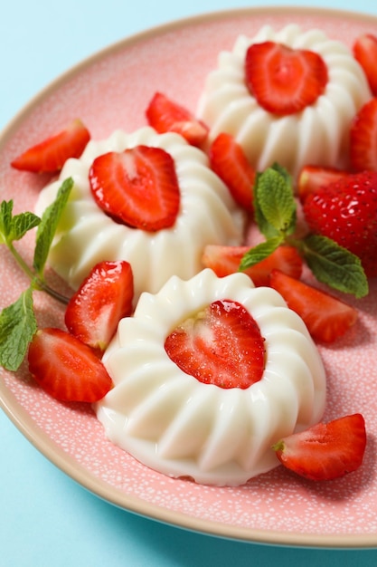 Delicious and sweet dessert Panna Cotta composition for tasty dessert concept