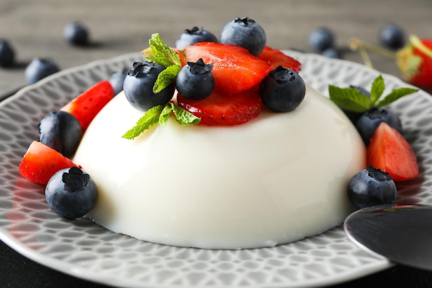 Delicious and sweet dessert Panna Cotta composition for tasty dessert concept