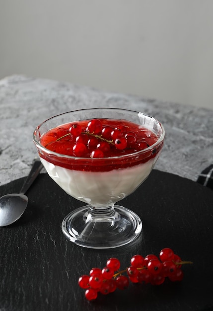 Delicious and sweet dessert Panna Cotta composition for tasty dessert concept