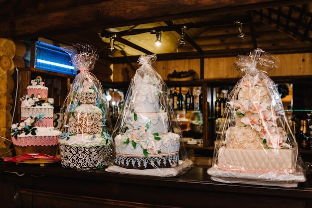 A delicious sweet wedding loaf in the Ukrainian style Festive sweet table