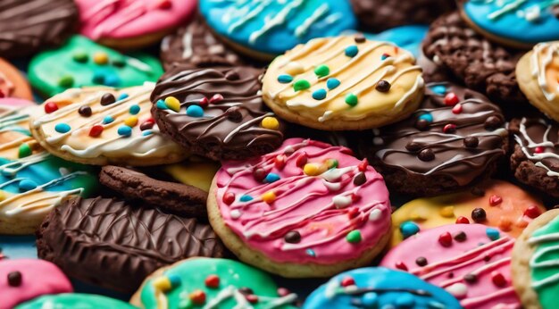 delicious sweets on abstract background sweets chocoltae donuts sweet colored biscuits