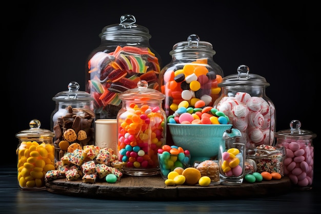 Photo delicious sweets and candy display