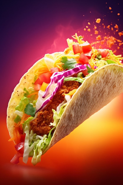 Delicious Taco with Fresh Lettuce Easily Discoverable Stock Image Generated by AI