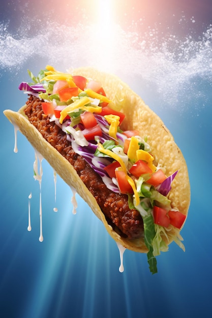 Delicious taco with toppings and fresh vegetables easily accessible stock image with generative ai