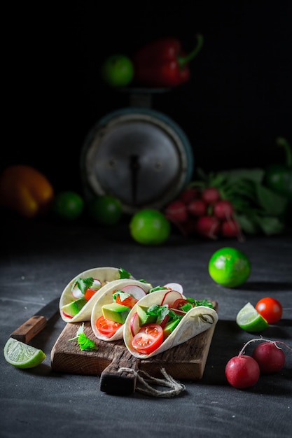 Delicious tacos as a snack for a party