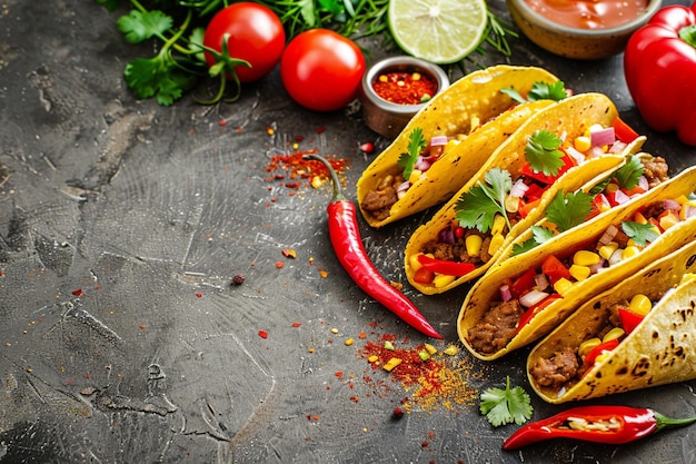 Photo delicious tacos with copy space for menu designs