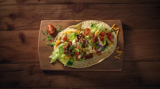 Delicious Tacos On Wooden Table