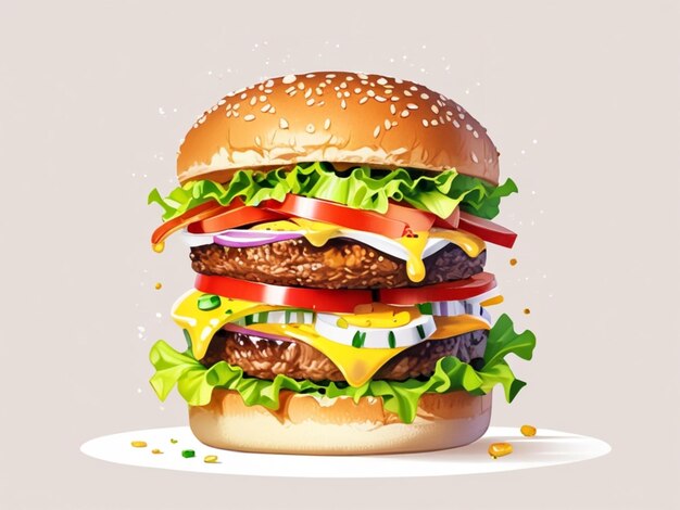 Photo a delicious tasty cheeseburger with many ingredients