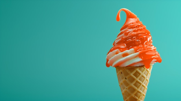 Delicious tasty colorful on waffle cones on colorful background Various delicious of soft ice on bright background