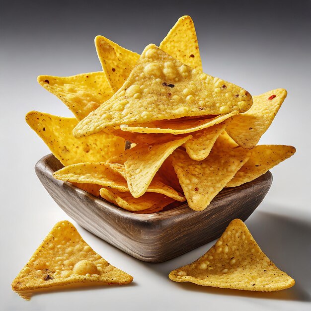 Delicious tasty and crispy potato chips isolated on white background