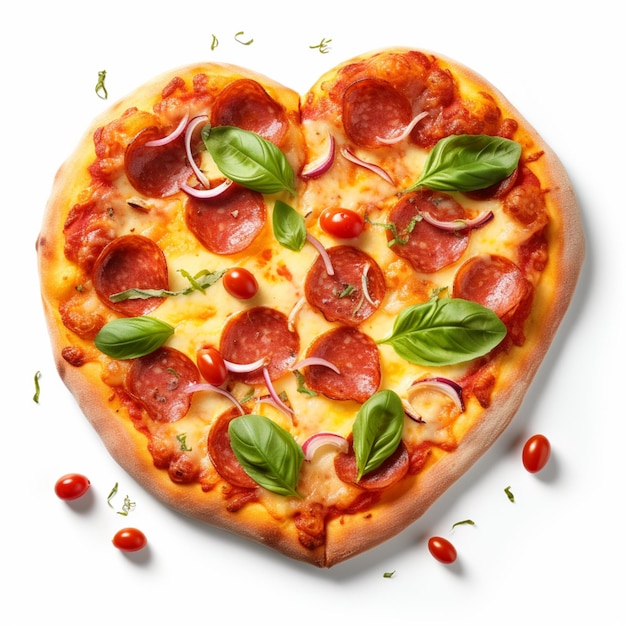 Delicious Tasty Heart shaped of pepperoni pizza