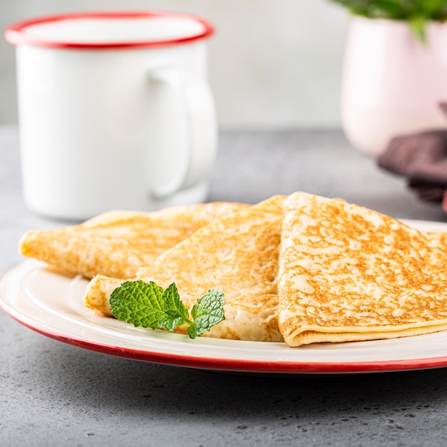 Delicious Tasty Homemade crepes or pancakes