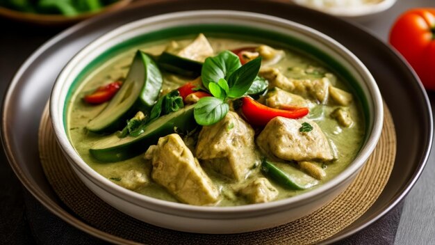 Delicious Thai Green Curry with Vegetables and Chicken