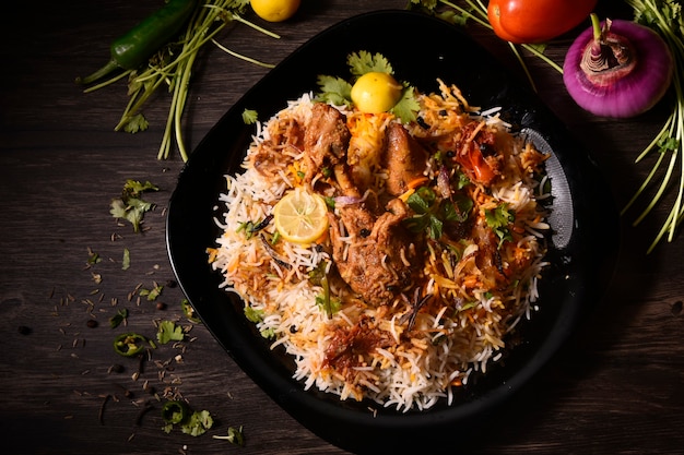 Foto delizioso cibo tradizionale biryani pakistano o indiano?