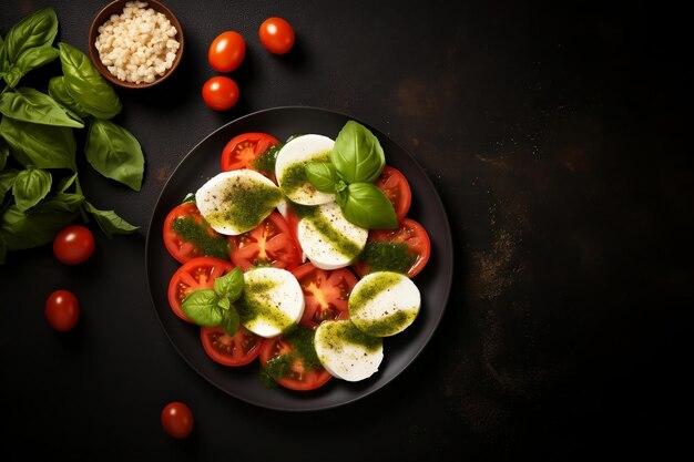 Delicious Traditional Italian Caprese Salad with Sliced Tomato Generative AI