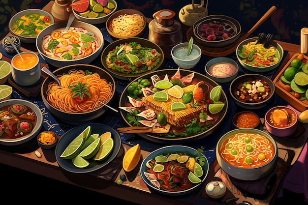 사진 맛있는 전통적인 멕시코 음식 타코가 쾌적한 집에서 저녁 식사로 준비되어 있습니다.