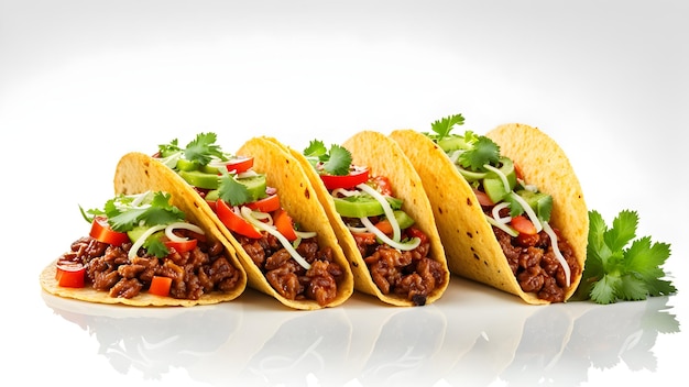 Delicious traditional Mexican tacos Cinco de Mayo tacos Taco with sauce closeup food photography