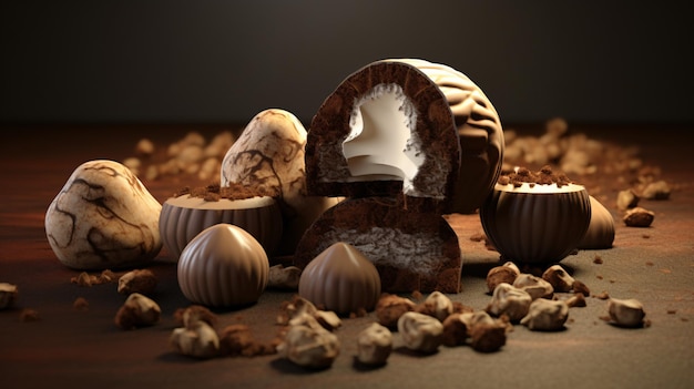 Delicious truffle 3d illustrated