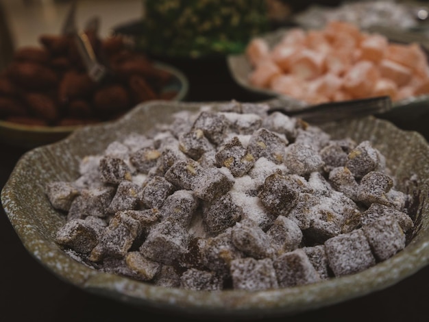 Delicious Turkish delights in a market in Turkey