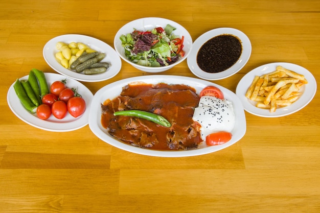 Delicious turkish kebab on a table