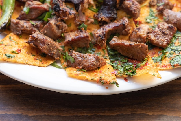 Delicious turkish kebab on a table