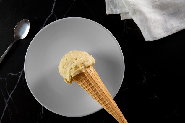 delicious vanilla ice cream still life